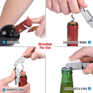 Chuyên nghiệp <span class=keywords><strong>corkscrew</strong></span> thép không gỉ rượu vang <span class=keywords><strong>corkscrew</strong></span> và gỗ <span class=keywords><strong>corkscrew</strong></span> & <span class=keywords><strong>Opener</strong></span> và gỗ xử lý rượu vang mở chai - Product Image 5