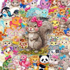 50 Hojas de Nuevas Pegatinas Bordadas de Animales, Material de Decoración para Diario, Pegatinas Bonitas, Pegatinas Transparentes de PET - Product Image 6