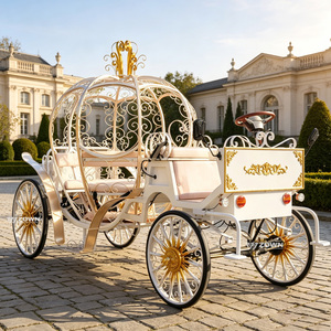 Charrette de princesse citrouille métallique personnalisable avec roues, électrique, tirée par des chevaux, pour mariages et événements festifs - Product Image 1