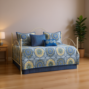 <b>Daybed</b> <b>Cover</b> Set Reversible Blue Elastic Closure Textile Furniture <b>Cover</b> 6-Piece - Product Image 2