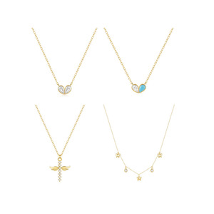 CANNER 18K Gold S925 <b>Sterling</b> <b>Silver</b> Heart Turquoise Zircon Cross Butterfly Wing <b>Necklace</b> Women - Product Image 1