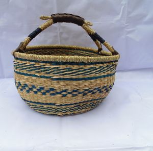 Panier Bolga en jonc de mer naturel tissé, de haute qualité, coloré, moderne, rectangulaire, multifonctionnel, fait à la main, pour le rangement - Product Image 1