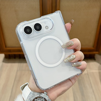 Casing Ponsel Magnetik Transparan untuk iPhone Duo Fold, Perlindungan Penuh, Penutup Pelindung Engsel