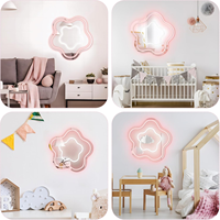 Miroir LED USB à intensité variable en forme de fleur pour filles et adolescentes, lumière néon pour chambre à coucher, salon et décoration de fête