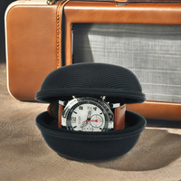 Faible QUANTITÉ MINIMALE DE COMMANDE De Forme Ronde 1680 D En Nylon et en cuir Véritable Portable Boîtier De Montre De Voyage Unique