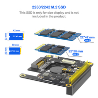 Adaptor SSD NVMe Raspberry Pi HLT M.2 M-Key 2230/2242 Kipas Pendingin RGB LED 40 Pin GPIO 5 Ekspansi Penyimpanan Stok 8Gbps Hitam