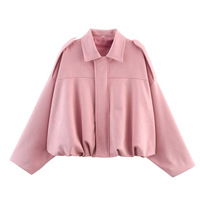 Printemps mode Streetwear femmes 100% Polyester manches chauve-souris fermeture éclair complète avant vêtements d'extérieur décontractés veste aviateur légère