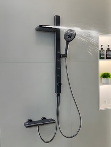 Système <span class=keywords><strong>de</strong></span> <span class=keywords><strong>douche</strong></span> mural avec douchette pluie, douchette à main, jets latéraux et mitigeur 3 voies - Product Image 4