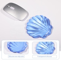 Tapis de souris en cristal bleu personnalisé Conch, transparent, en gel, sublimation, en silicone, pour jeux, repose-poignet pour la maison et le bureau