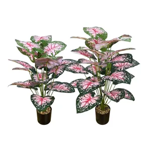 ต้นคาลาเดียมประดิษฐ์ 24 ใบ สีทูโทน พร้อมกระถาง ต้นไม้ปลอม บอนไซ ตกแต่งบ้าน - Product Image 6