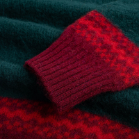 Pull de Noël unisexe 100 % laine, coupe décontractée, épais, col rond vintage, motif Fair Isle vert et rouge forêt, pour les fêtes, OEM
