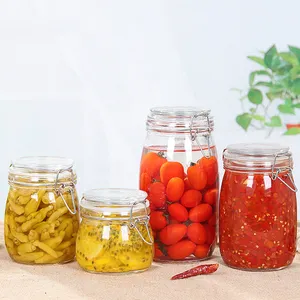 prodcued various sizes glass storage jar with lids custom kitchen glass food storage container mason spice jar cookie candy jars