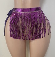 Großhandel breite Taille kurze ausgestellte gotische Pole Stretch Micro Minirock Pailletten Fransen Kleid