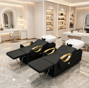 Fauteuil de lavage moderne pour salon de coiffure avec bac en céramique noir inclinable - Product Image 3