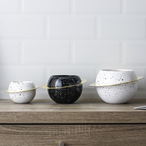Vaso da fiori in ceramica Mini pianeta nuovo Design con finitura smaltata grazioso vaso per piante grasse - Product Image 5