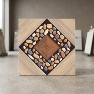 Carreaux de sol en céramique numérique émaillée effet bois 400x400mm, finition mate, pour hôtels et salons, décoration intérieure - Product Image 6