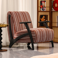 Fauteuil de loisirs de style mid-century, structure en bois massif, revêtement en tissu, fauteuil d'appoint pour salon