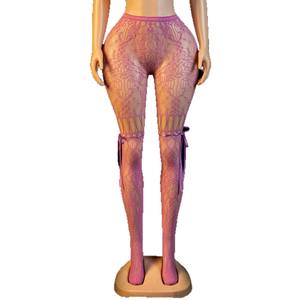 Yue Die Avrupa Amerika ODM Seks File Çorapları Sınır Ötesi Kadın Flört Seksi Dantel Oyuklu Külot Naylon Spandeks WK108 - Product Image 5