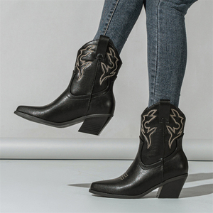 2025 New Elegant Simple High-Heeled Pointed Short <b>Boots</b> European American Style Breathable for Autumn Winter Commuting Brown - Product Image 3