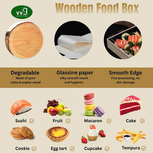 Cajas de postres <span class=keywords><strong>VVG</strong></span> To Go, biodegradables, de madera, desechables, para panadería, con tapas, para donuts, dulces y pasteles. - Product Image 4