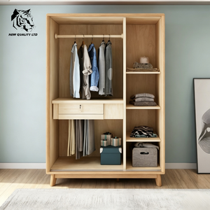 furniture factory low price customized <b>large</b> stock ready to ship storage <b>wardrobe</b> new design house furniture wood slide <b>wardrobe</b> - Product Image 4