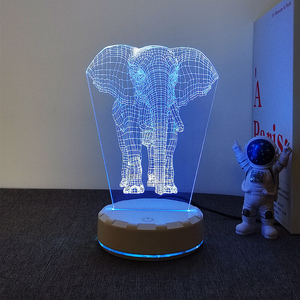 Dieciséis colores cambiantes 3D Luz de noche con elefante Animal remoto para decoración de escritorio - Product Image 3