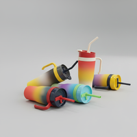 Bouteille d'eau sport 3-en-1 en caoutchouc de 40 oz à grande capacité, couleur dégradée, avec paille, écologique, compatible eau bouillante, pour le voyage