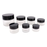 Pot cosmétique de luxe en verre dépoli personnalisé de 50g, large, vide, pour crème de soin, avec couvercle en plastique sérigraphié