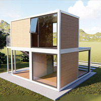 Maison conteneur moderne et écologique à 2 étages de 40 pieds, 4 chambres, salle de bain préfabriquée, pour usage commercial, villa ou parc