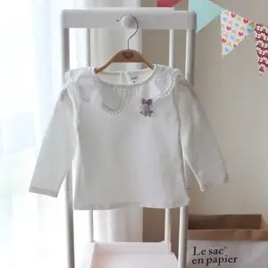 Los mejores diseños para niñas, blusa para niños, ropa de manga larga para niños, cuello de muñeca, camisa de manga larga base para niñas