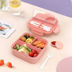 Bencircle N08-1 Cute Heatable <b>Children</b> <b>Lunch</b> <b>Box</b> with Compartments Plastic Bento <b>Box</b> with Spoon Fork Set for School - Product Image 3