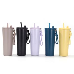 Vaso Térmico de Acero Inoxidable 304 de Doble Capa con Aislamiento al Vacío, Ecológico, de 710 ml, con Correa de Cuerda y Pajita para Café - Product Image 4