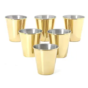 1/2/12oz Gold Stainless Steel Shot Glasses Luxurious Unique Cool Metal Shot Glass Curled Edges Barware Drinking Glasses