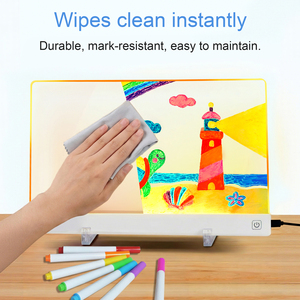 Tableau à gribouiller lumineux alimenté par USB, tableau à notes LED RVB illuminé avec couleurs, 7 marqueurs, tableau effaçable à sec LED 13,7 * 10 pouces pour enfants - Product Image 6