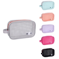 Nouveau sac de voyage pour les vacances - Trousse de maquillage Grande capacité Tissu en filet Sac de plage Motif de dessin animé Impression en relief Forme carrée