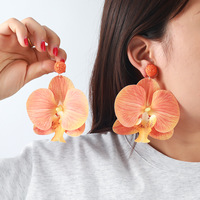 KAIMEI 2025 nueva llegada joyería de moda océano mariposa flor multicapa pétalo pendiente grande Punk tela plástico flor pendiente