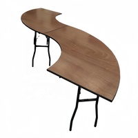 Tables de banquet commerciales en bois courbé de 6 pieds, table pliante en contreplaqué serpentin pour mariage et hôtel