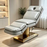 Fauteuil de beauté électrique à 3 moteurs avec base dorée, table de traitement cosmétique réglable, table de massage pour salon, spa, clinique