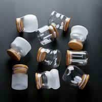 Mini boîte à thé en verre transparent de 200ml pot scellé avec couvercle en bambou bouteille de stockage pour sel et condiments