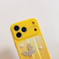 Coque de téléphone 3D papillon strass perle avec grande fenêtre, scintillante, laser, antichoc pour iPhone 18 Pro Max 17 16 15