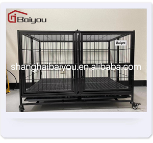 Tekerlekler ve çıkarılabilir tepsi ile orta köpek için istiflenebilir açık üst ağır köpek sandık kafes - Product Image 3