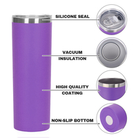 Bouteille d'eau isotherme en acier inoxydable de 20 oz, personnalisée, avec revêtement en poudre, gravure laser, gobelet droit et fin, vente en gros