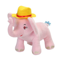 Peluche Éléphant Rembourrée en Coton PP, Personnalisable, avec Chapeau Jaune – Nouveauté Tendance