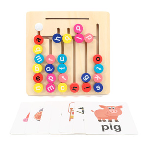 Labirinto di Lettere in <span class=keywords><strong>Legno</strong></span>, Gioco Educativo per l'Apprendimento dell'Inglese con Perline e Blocchi Puzzle - Product Image 2