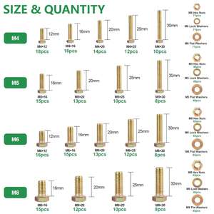 Benutzer definierte 907 Stück Metric Bolt Sortiment Gelb verzinkte Screw Box Set in Box Bolts Schrauben - Product Image 4