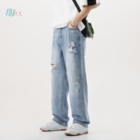 Hip Hop Décontracté Personnalisé Vague Streetwear Boutons Jeans Poche Lavée Denim Cargo Pantalon Jambe Large Pantalons Jeans Pour Hommes Hommes