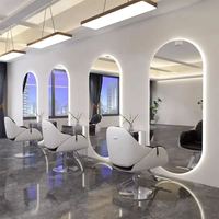 Miroir Mural LED Luxe Moderne Grande Station pour Salon de Coiffure et de Beauté avec Éléments Décoratifs