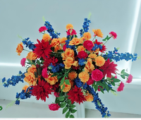 Bouquet de fleurs artificielles de haute qualité en soie, dahlias, roses, delphiniums, centre de table pour mariage, hôtel, restaurant, décoration