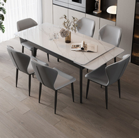 Table à manger moderne de luxe en pierre frittée, pliable, extensible, design, élégante table de cuisine blanche pour la salle à manger