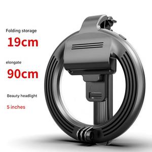 Bâton de selfie avec anneau lumineux LED, rotation à 360°, télécommande <span class=keywords><strong>sans</strong></span> <span class=keywords><strong>fil</strong></span>, trépied extensible, support pliable en alliage d'aluminium, batterie 1200 mAh - Product Image 6
